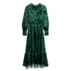 Abito lungo con collo a cappuccio in jacquard
