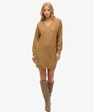Abito maglione con scollo a V