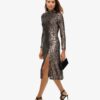 Abito midi con paillettes e schiena scoperta
