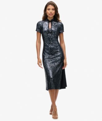 Abito midi con paillettes mandarino