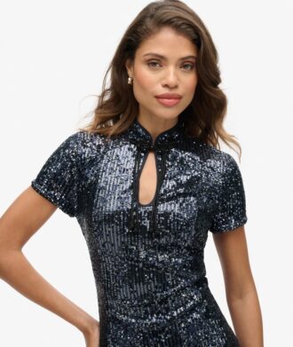 Abito midi con paillettes mandarino