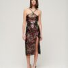 Abito midi con scollo all’americana e paillettes