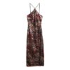 Abito midi con scollo all’americana e paillettes