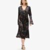 Abito midi in jacquard con maniche svasate