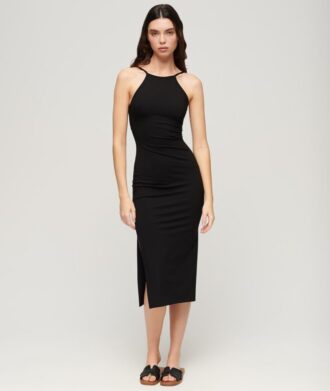 Abito midi in jersey con retro in pizzo