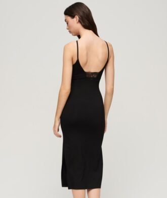 Abito midi in jersey con retro in pizzo