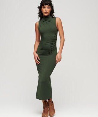 Abito midi in jersey con ruches