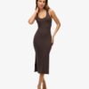 Abito midi in jersey con scollo rotondo