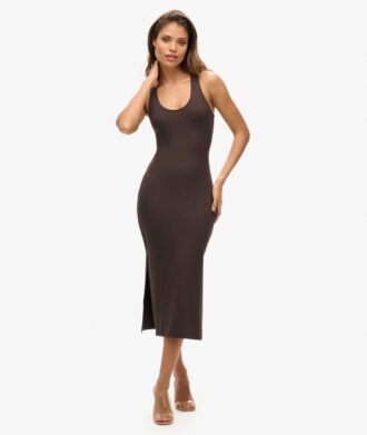 Abito midi in jersey con scollo rotondo