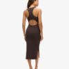 Abito midi in jersey con scollo rotondo