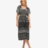 Abito midi stampato con cut-out