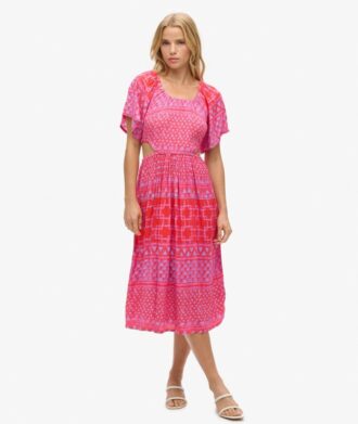 Abito midi stampato con cut-out