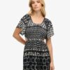 Abito midi stampato con cut-out