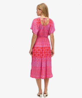 Abito midi stampato con cut-out