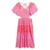 Abito midi stampato con cut-out