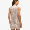 Abito mini senza maniche con paillettes e linea ad A