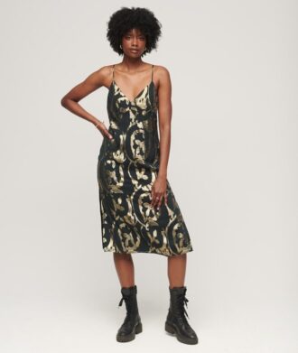 Abito sottoveste midi metallizzato