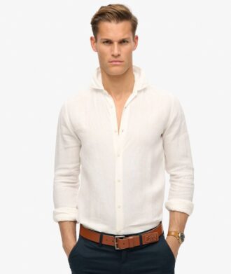 Camicia casual in lino a maniche lunghe