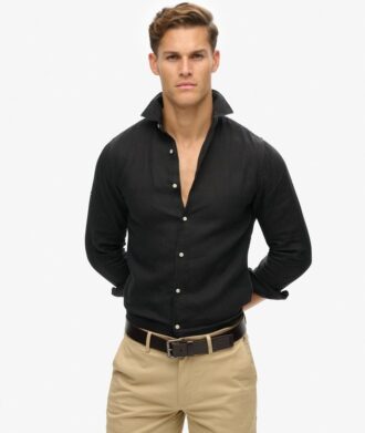 Camicia casual in lino a maniche lunghe