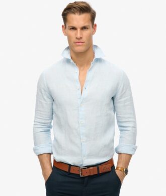 Camicia casual in lino a maniche lunghe