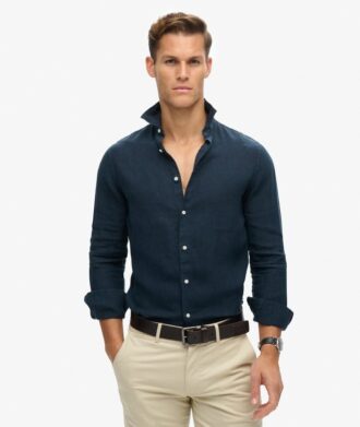 Camicia casual in lino a maniche lunghe
