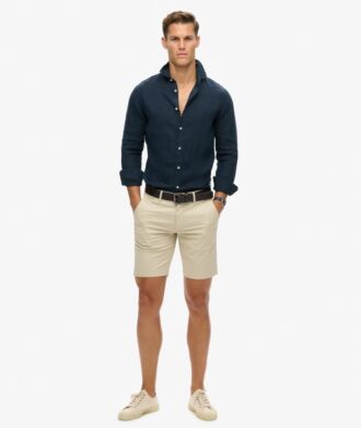 Camicia casual in lino a maniche lunghe