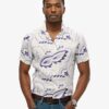 Camicia in lino stampata con colletto aperto