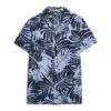 Camicia in lino stampata con colletto aperto