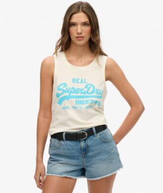 Canotta con scollo rotondo e logo Vintage neon