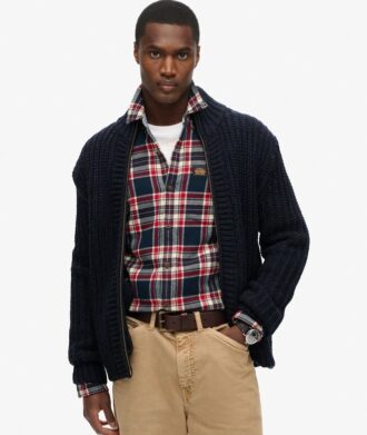 Cardigan con zip in maglieria grossa