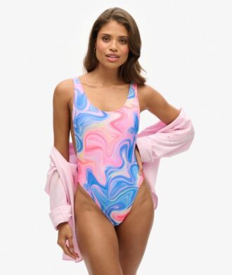 Costume da bagno con scollo rotondo e stampa