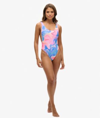 Costume da bagno con scollo rotondo e stampa