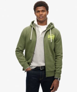 Felpa con cappuccio e zip con grafica del logo Neon Vintage