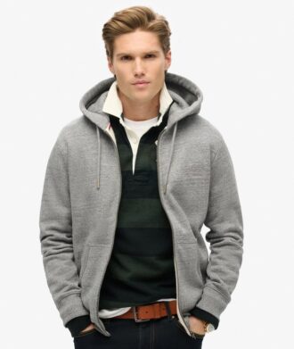 Felpa con cappuccio e zip con logo Essential
