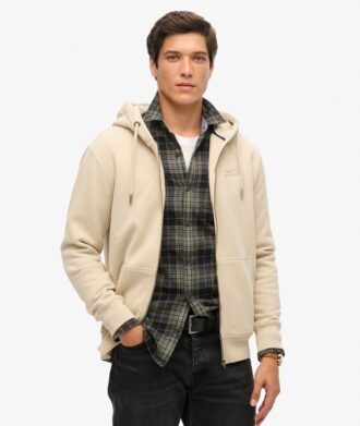 Felpa con cappuccio e zip con logo Essential