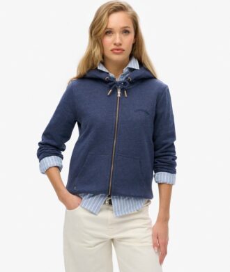 Felpa con cappuccio e zip con logo Essential