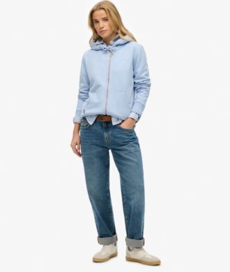 Felpa con cappuccio e zip con logo Essential