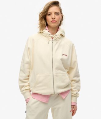 Felpa con cappuccio oversize raglan con zip e logo Essential
