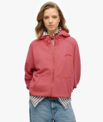Felpa con cappuccio oversize raglan con zip e logo Essential