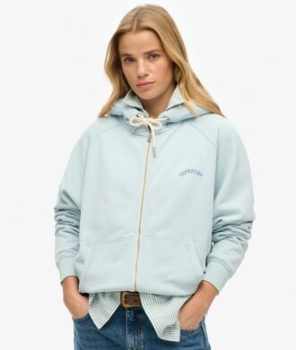 Felpa con cappuccio oversize raglan con zip e logo Essential