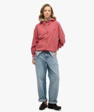 Felpa con cappuccio oversize raglan con zip e logo Essential