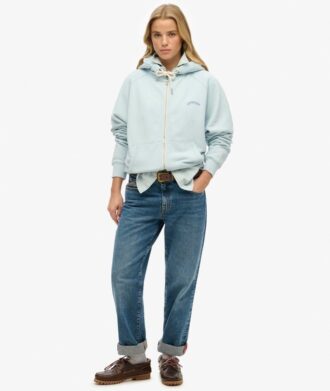 Felpa con cappuccio oversize raglan con zip e logo Essential