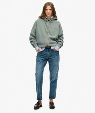Felpa con cappuccio oversize raglan con zip e logo Essential