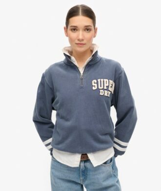 Felpa con mezza zip e applicazioni Athletic Essentials