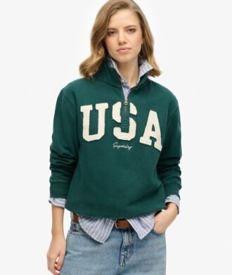 Felpa con mezza zip e applicazioni Athletic Essentials