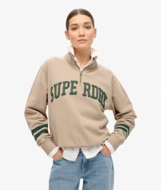 Felpa con mezza zip e applicazioni Athletic Essentials