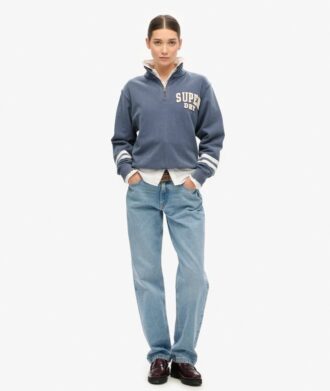 Felpa con mezza zip e applicazioni Athletic Essentials