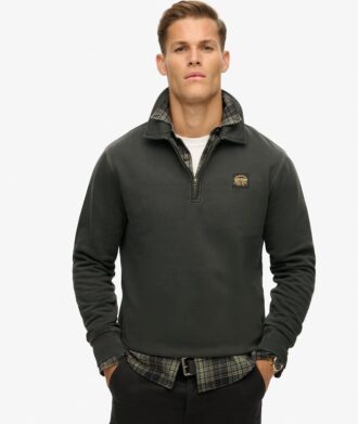 Felpa con mezza zip e cuciture a contrasto