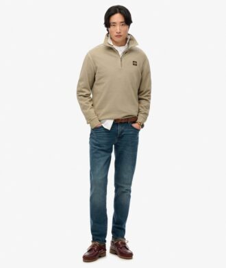 Felpa con mezza zip e cuciture a contrasto