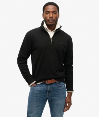 Felpa con mezza zip e logo Essential